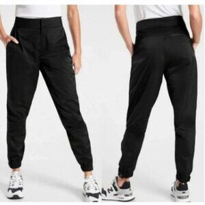 ATHLETA Radiant Jogger 12 Black Satiny Pant Active Pockets Women Classic Shine